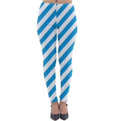 Oktoberfest Bavarian Blue And White Candy Cane Stripes Lightweight Velour Leggings by PodArtist