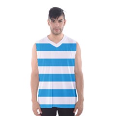 Oktoberfest Bavarian Blue And White Large Cabana Stripes Men s Basketball Tank Top by PodArtist