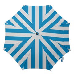Oktoberfest Bavarian Blue And White Large Cabana Stripes Hook Handle Umbrellas (small) by PodArtist
