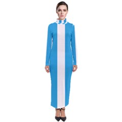 Oktoberfest Bavarian Blue And White Large Cabana Stripes Turtleneck Maxi Dress by PodArtist