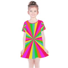 Neon Rainbow Mini Burst Kids  Simple Cotton Dress by PodArtist