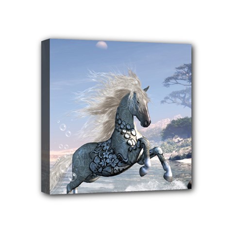 Wonderful Wild Fantasy Horse On The Beach Mini Canvas 4  X 4  (stretched) by FantasyWorld7