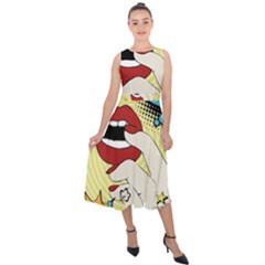 Pop Art   Midi Tie-back Chiffon Dress by Valentinaart
