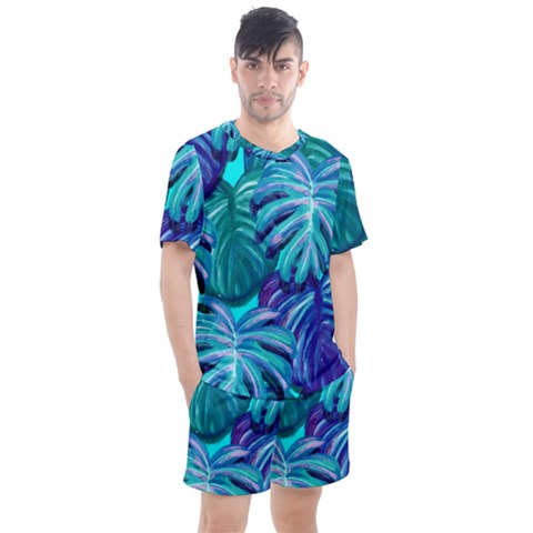 Leaves Tropical Palma Jungle Men s Mesh Tee And Shorts Set by Sapixe