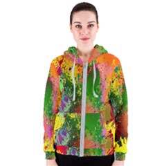 Embroidery Dab Color Spray Women s Zipper Hoodie