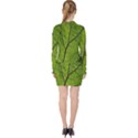 Butterbur Leaf Plant Veins Pattern V-neck Bodycon Long Sleeve Dress View2