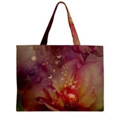 Wonderful Roses With Butterflies And Light Effects Zipper Mini Tote Bag by FantasyWorld7
