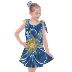 Blue Star Flower Kids  Tie Up Tunic Dress by lwdstudio