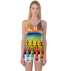 African American Women One Piece Boyleg Swimsuit by AlteredStates