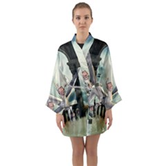 Cute Little Pegasus In The Sky, Cartoon Long Sleeve Kimono Robe by FantasyWorld7