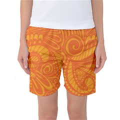 Pop Orange Women s Basketball Shorts by ArtByAmyMinori