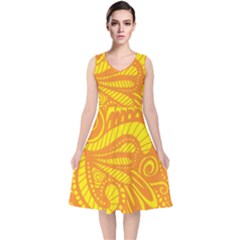 Pop Sunny V-neck Midi Sleeveless Dress  by ArtByAmyMinori