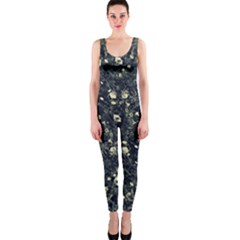 Dark Floral Collage Pattern One Piece Catsuit by dflcprints