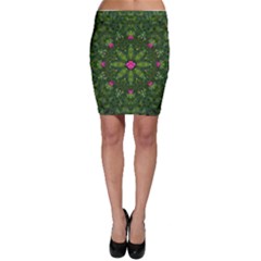 The Most Sacred Lotus Pond  With Bloom    Mandala Bodycon Skirt by pepitasart
