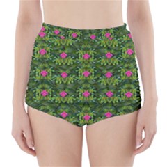 The Most Sacred Lotus Pond With Fantasy Bloom High-waisted Bikini Bottoms by pepitasart