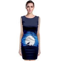 Month Full Moon Wolf Night Classic Sleeveless Midi Dress by Nexatart
