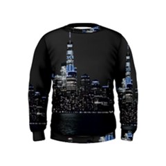 New York Skyline New York City Kids  Sweatshirt by Nexatart