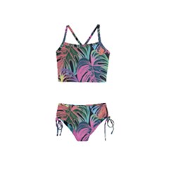 Leaves Tropical Jungle Pattern Girls  Tankini Swimsuit