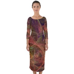 Abstract Colorful Art Design Quarter Sleeve Midi Bodycon Dress by Nexatart