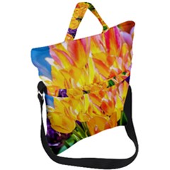 Festival Of Tulip Flowers Fold Over Handle Tote Bag by FunnyCow