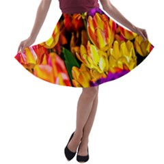 Fancy Tulip Flowers In Spring A-line Skater Skirt by FunnyCow