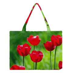 Red Tulip Flowers, Sunny Day Medium Tote Bag by FunnyCow