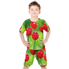 Red Tulip Flowers, Sunny Day Kid s Set by FunnyCow