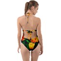 Yellow Orange Tulip Flowers Halter Cut-Out One Piece Swimsuit View2