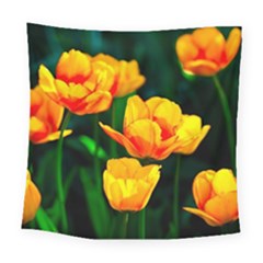Yellow Orange Tulip Flowers Square Tapestry (large) by FunnyCow