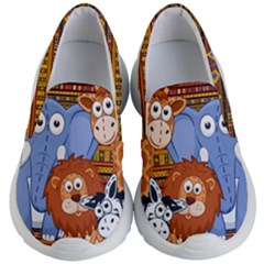 Brown Africa Zoo Animals Print Kid s Lightweight Slip Ons by PattyVilleDesigns