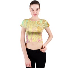 Gold Seamless Lace Tropical Colors By Flipstylez Designs Crew Neck Crop Top by flipstylezfashionsLLC