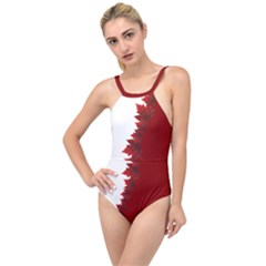 Canada Maple Leaf High Neck One Piece Swimsuit by CanadaSouvenirs