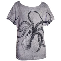 Vintage Octopus  Women s Oversized Tee by Valentinaart