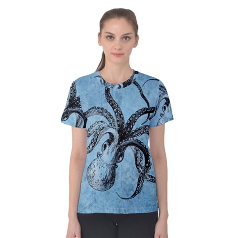 Vintage Octopus  Women s Cotton Tee by Valentinaart