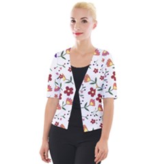 Flowers Pattern Texture Nature Cropped Button Cardigan