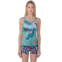 Mystic Mermaid One Piece Boyleg Swimsuit by chellerayartisans