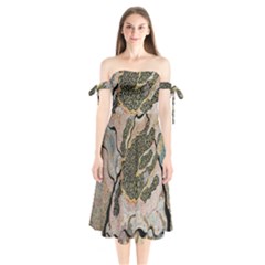 Lizard Volcano Shoulder Tie Bardot Midi Dress by chellerayartisans