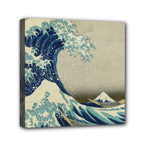 The Classic Japanese Great Wave Off Kanagawa By Hokusai Mini Canvas 6  X 6  (stretched) by PodArtist