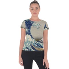 The Classic Japanese Great Wave Off Kanagawa By Hokusai Short Sleeve Sports Top  by PodArtist