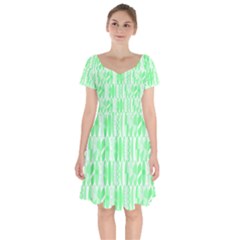 Bright Lime Green Colored Waikiki Surfboards  Short Sleeve Bardot Dress by PodArtist