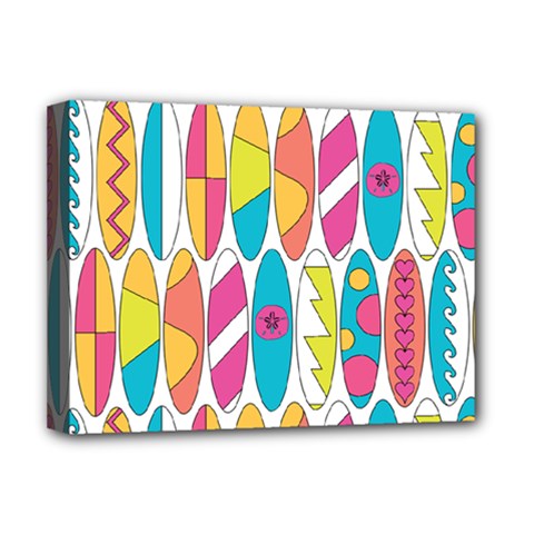 Mini Rainbow Colored Waikiki Surfboards  Deluxe Canvas 16  X 12  (stretched)  by PodArtist