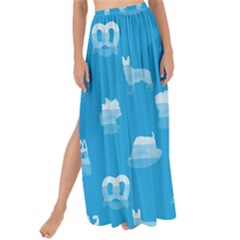 Oktoberfest Bavarian October Beer Festival Motifs In Bavarian Blue Maxi Chiffon Tie-up Sarong by PodArtist