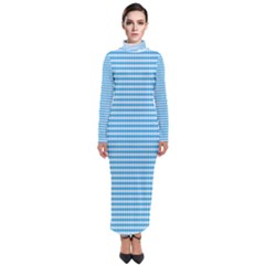 Oktoberfest Bavarian Blue And White Small Diagonal Diamond Pattern Turtleneck Maxi Dress by PodArtist