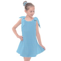 Oktoberfest Bavarian Blue And White Small Diagonal Diamond Pattern Kids  Tie Up Tunic Dress by PodArtist