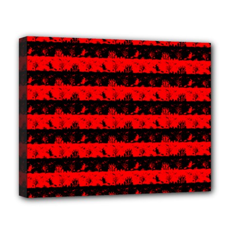 Red Devil And Black Halloween Nightmare Stripes  Deluxe Canvas 20  X 16  (stretched) by PodArtist