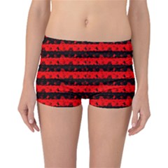 Red Devil And Black Halloween Nightmare Stripes  Boyleg Bikini Bottoms by PodArtist