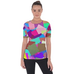 Colorful Squares                                            Shoulder Cut Out Short Sleeve Top