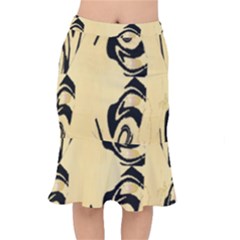 Peach And Black Swirl Design By Flipstylez Designs Mermaid Skirt by flipstylezfashionsLLC