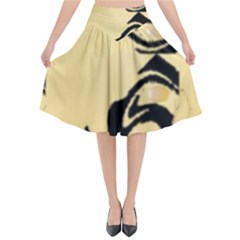 Peach And Black Swirl Design By Flipstylez Designs Flared Midi Skirt by flipstylezfashionsLLC