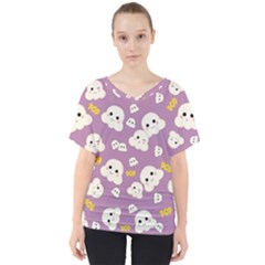 Cute Kawaii Popcorn Pattern V-neck Dolman Drape Top by Valentinaart